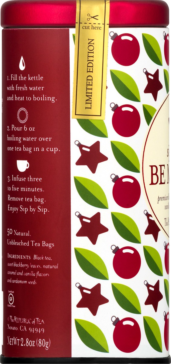 slide 6 of 10, The Republic of Tea Sip and Be Merry Caramel, Vanilla and Cardamom. Black Tea- 50 ct, 