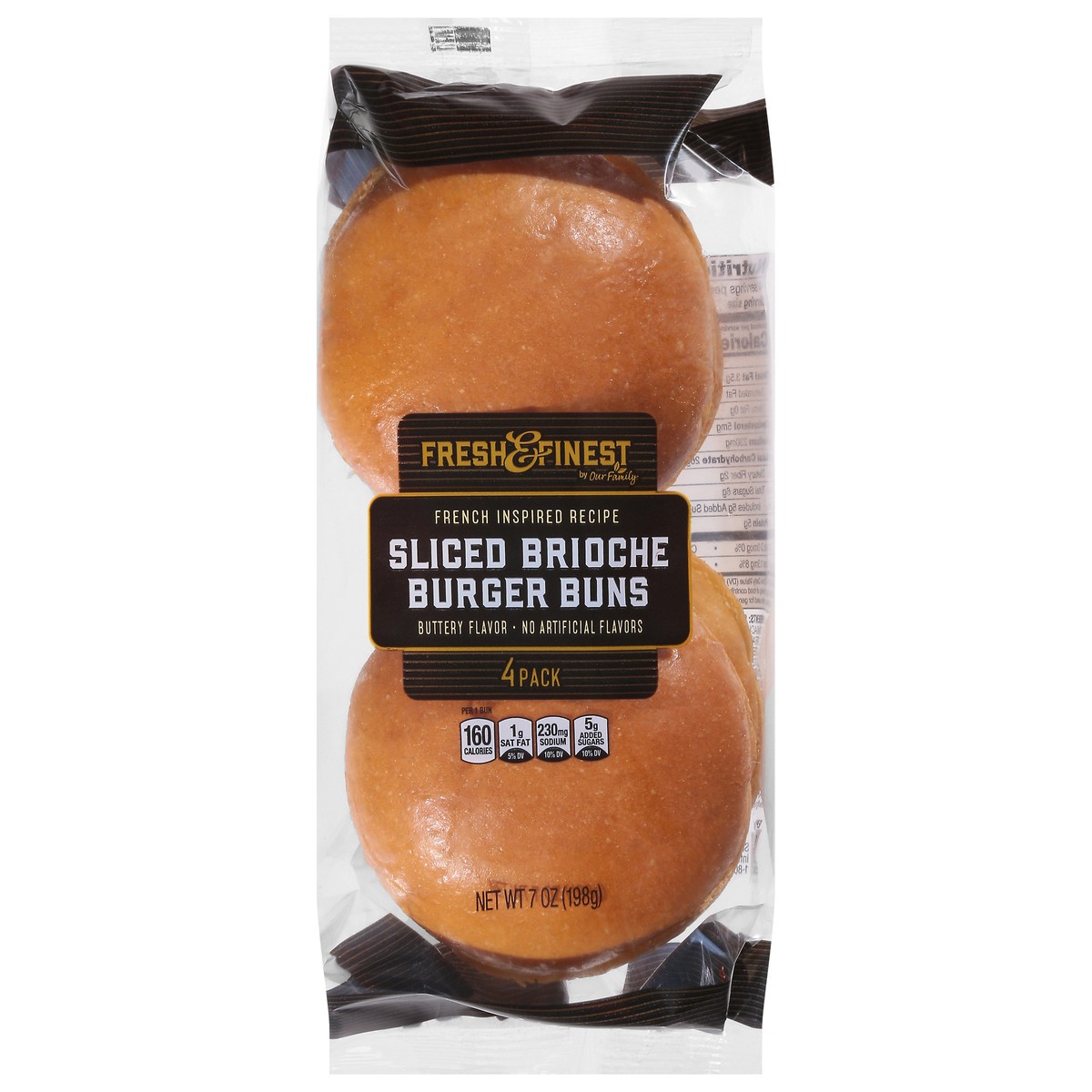 slide 1 of 14, Fresh & Finest by Our Family Sliced Brioche Burger Buns 4 Pack, 4 ct