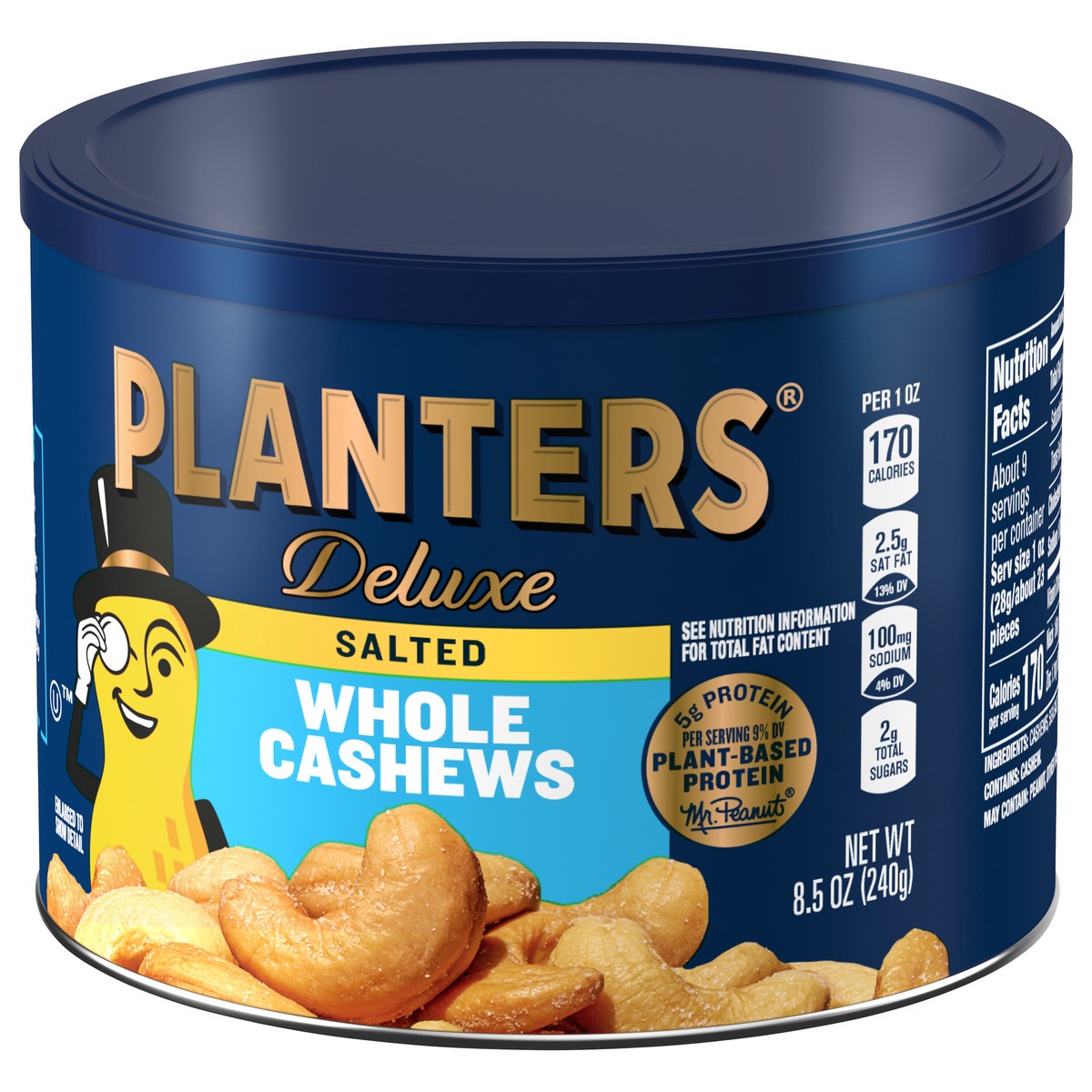 slide 4 of 9, Planters Deluxe Whole Salted Cashews 8.5 oz, 8.5 oz