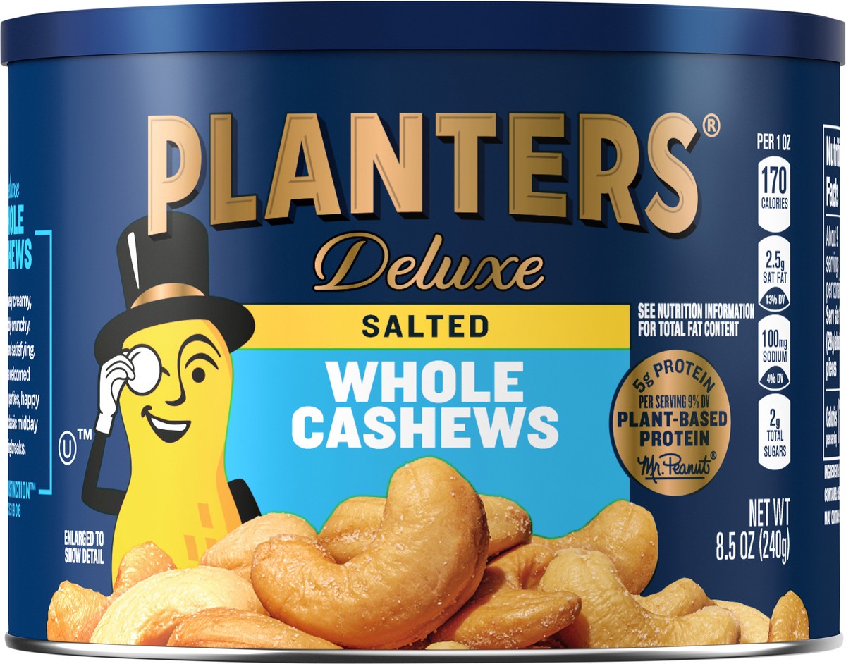 slide 3 of 9, Planters Deluxe Whole Salted Cashews 8.5 oz, 8.5 oz