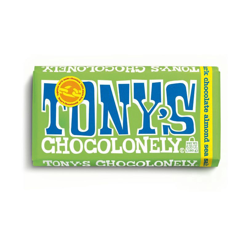 slide 1 of 4, Tony's Chocolonely Almond Sea Salt Dark Chocolate 6.35 oz, 6.35 oz