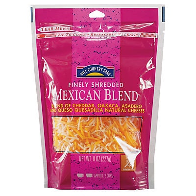 slide 1 of 1, Hill Country Fare Finely Shredded Mexican Blend, 8 oz