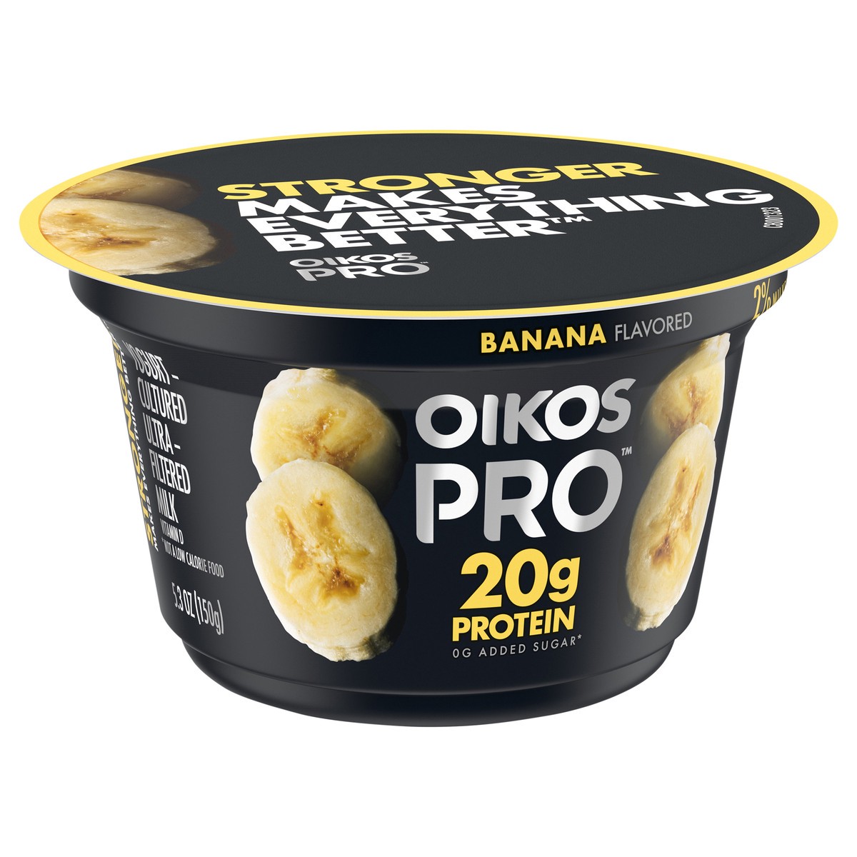 slide 3 of 12, Oikos Pro 20g Protein, Banana Yogurt-Cultured Dairy Product, 5.3 OZ Cup, 5.3 oz