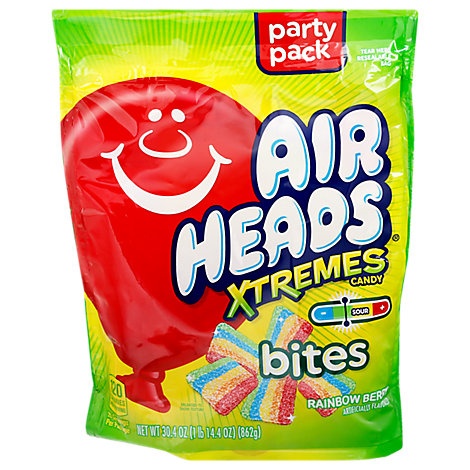 slide 1 of 1, Airheads Xtremes Bites Sweetly Sour Candy Resealable Stand Up Bag, 30.4 oz