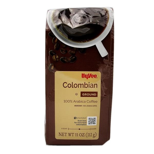 slide 1 of 1, Hy-vee Medium Light Colombian Ground 100% Arabica Coffee - 11 oz, 11 oz