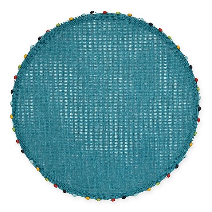 slide 1 of 1, Destination Summer Lindos Round Placemat with Beaded Trim - Teal, 1 ct