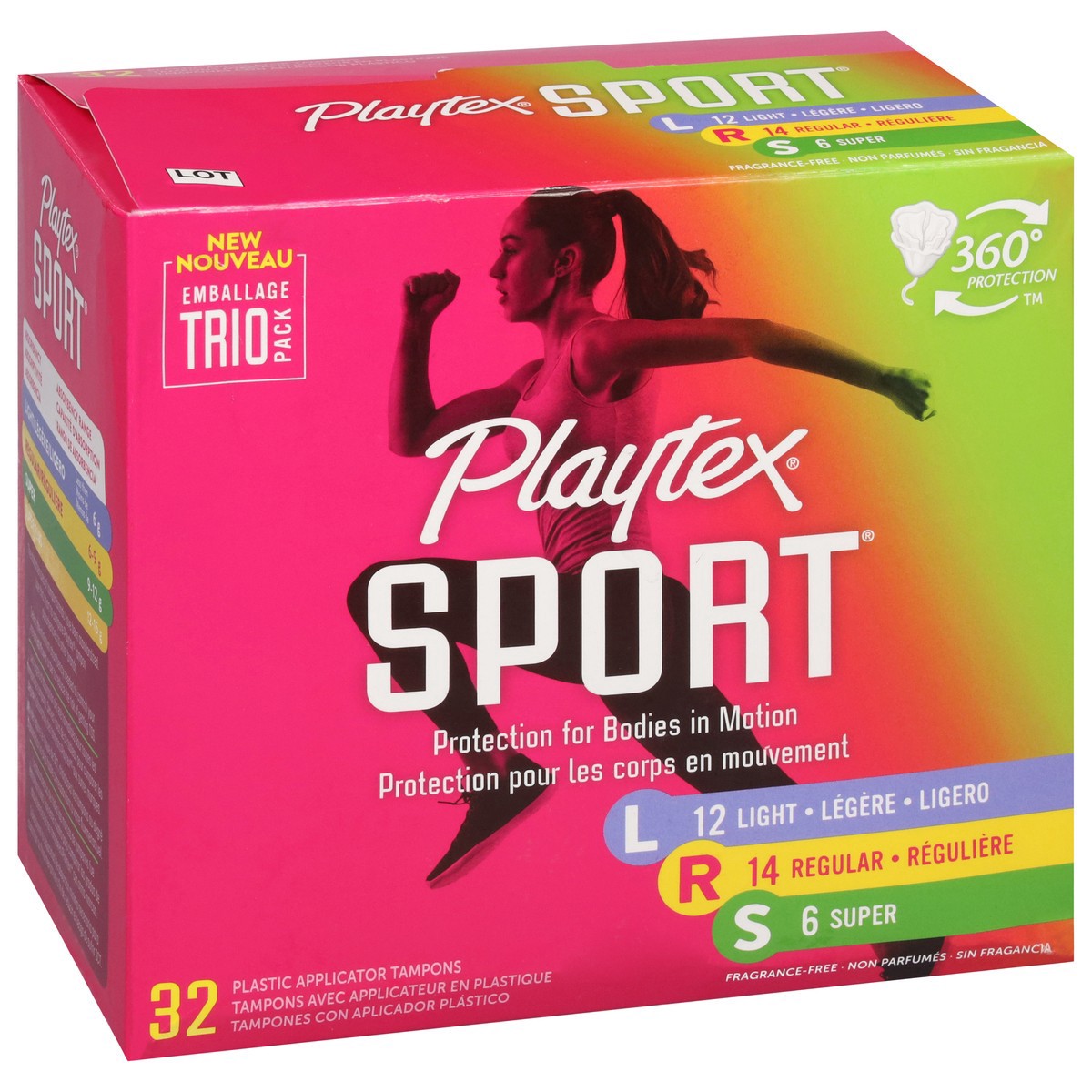 slide 9 of 12, Playtex Sport Plastic Applicator Light/Regular/Super Tampons 32 ea, 32 ct