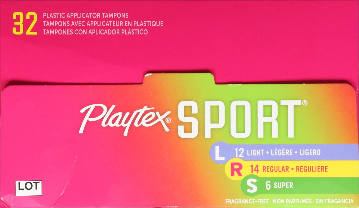 slide 2 of 12, Playtex Sport Plastic Applicator Light/Regular/Super Tampons 32 ea, 32 ct