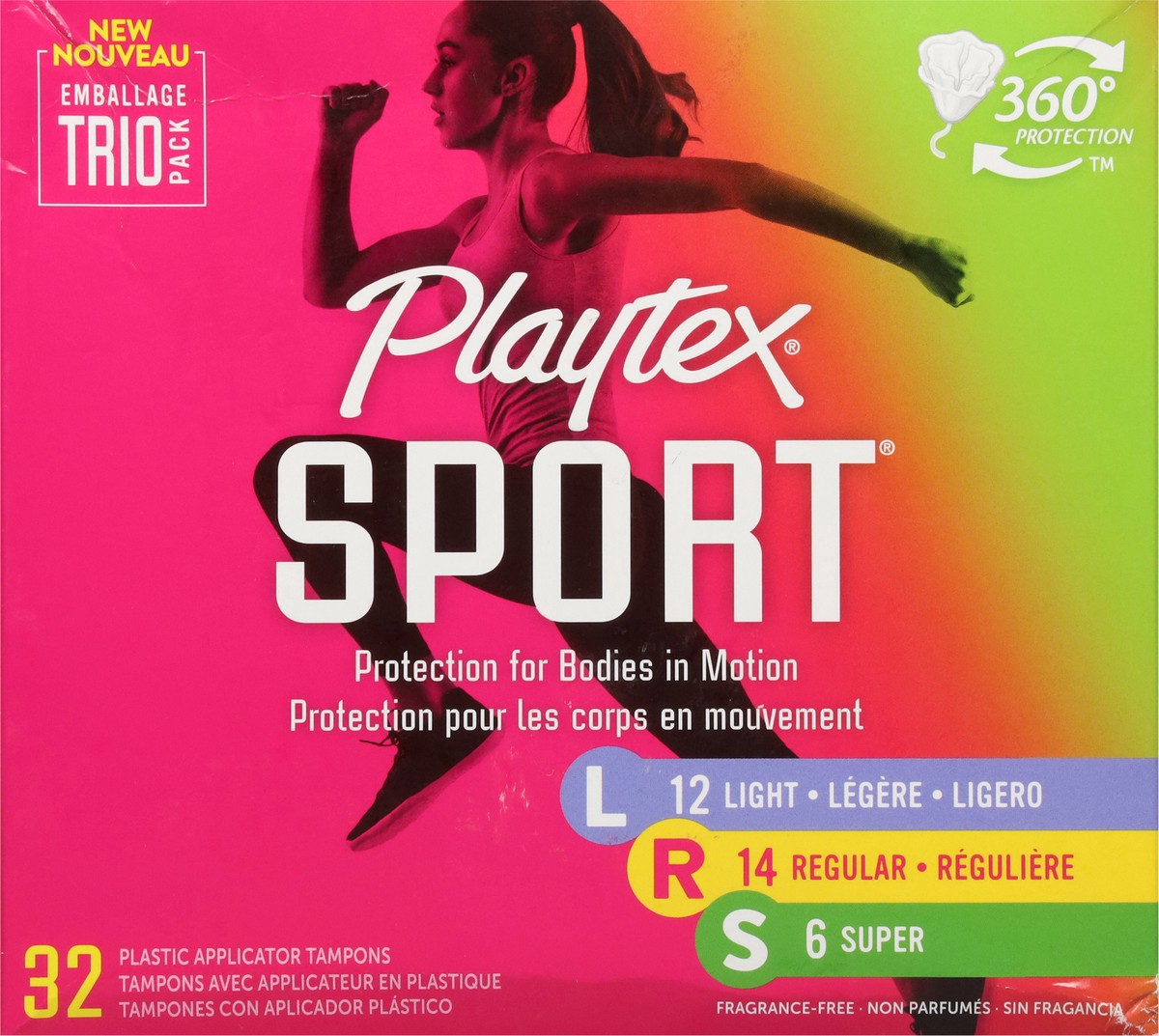 slide 3 of 12, Playtex Sport Plastic Applicator Light/Regular/Super Tampons 32 ea, 32 ct