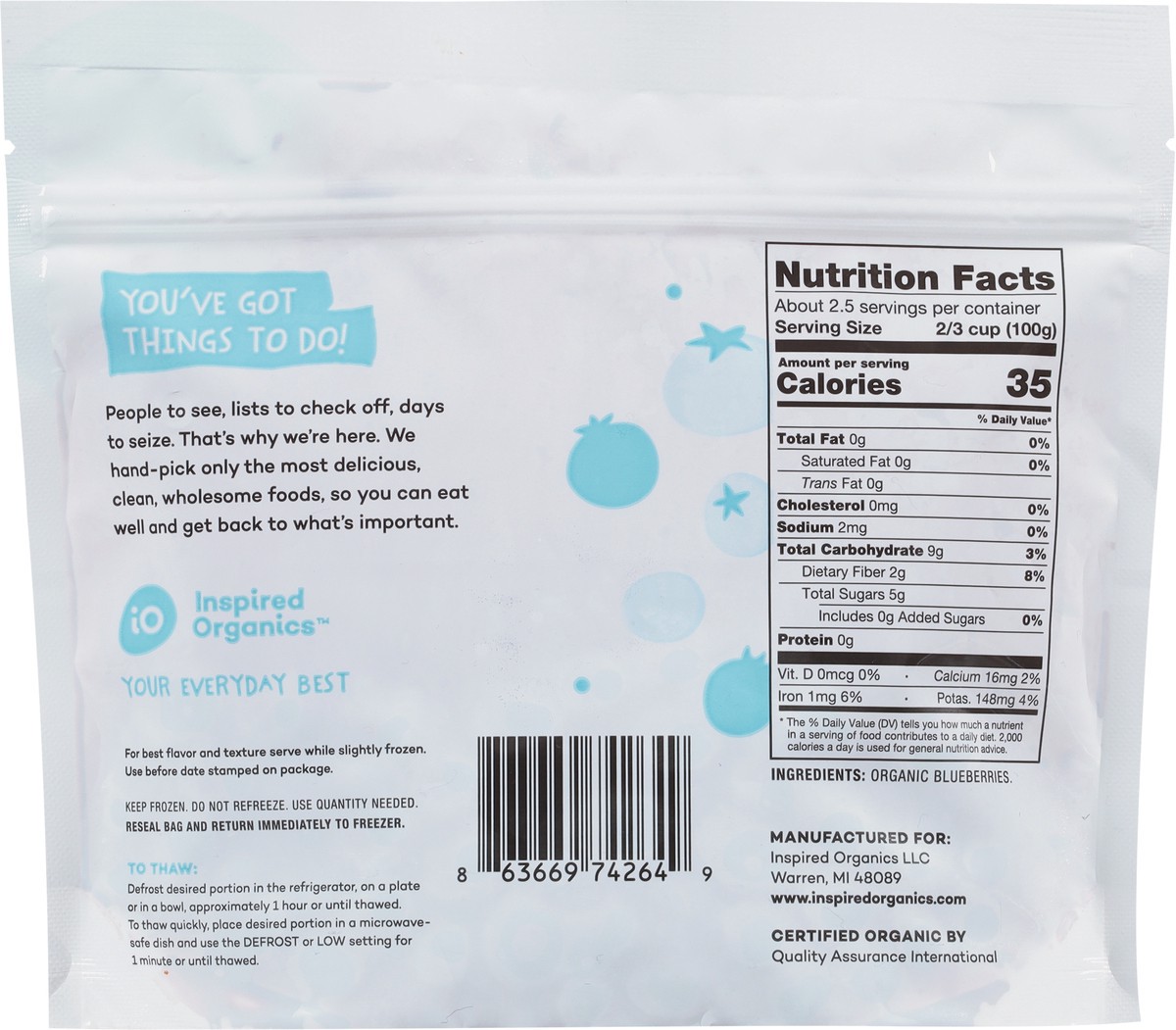 slide 7 of 9, Inspired Organics Organic Blueberries 10 oz, 10 oz