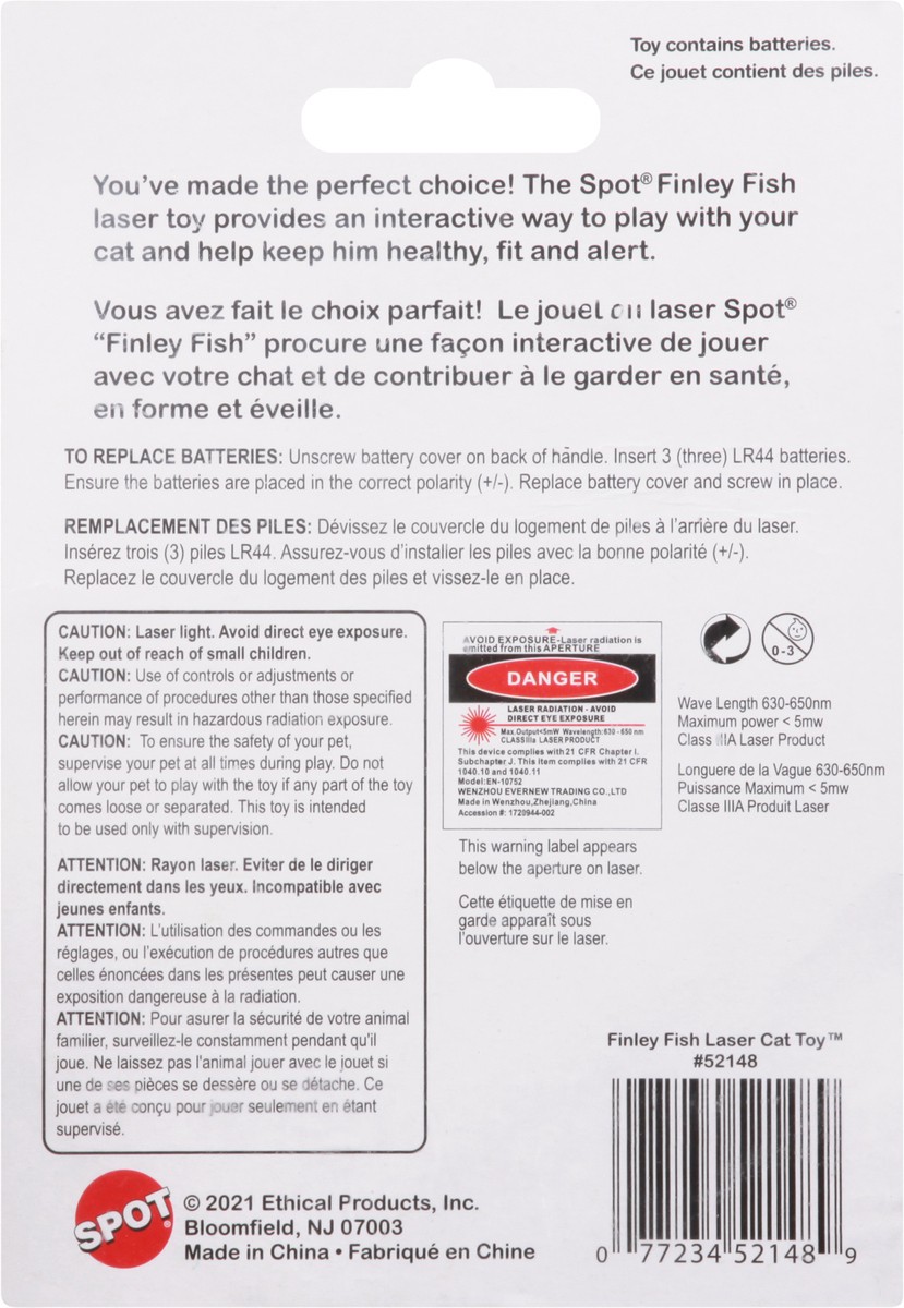 slide 7 of 9, SPOT Finley Fish Laser Pointer Cat Toy 1 ea Blister Pack, 1 ct