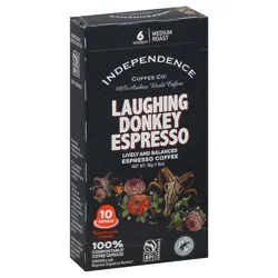 Independence Coffee Co. Medium Roast Lively & Balanced Laughing Donkey Espresso Coffee- 10 ct