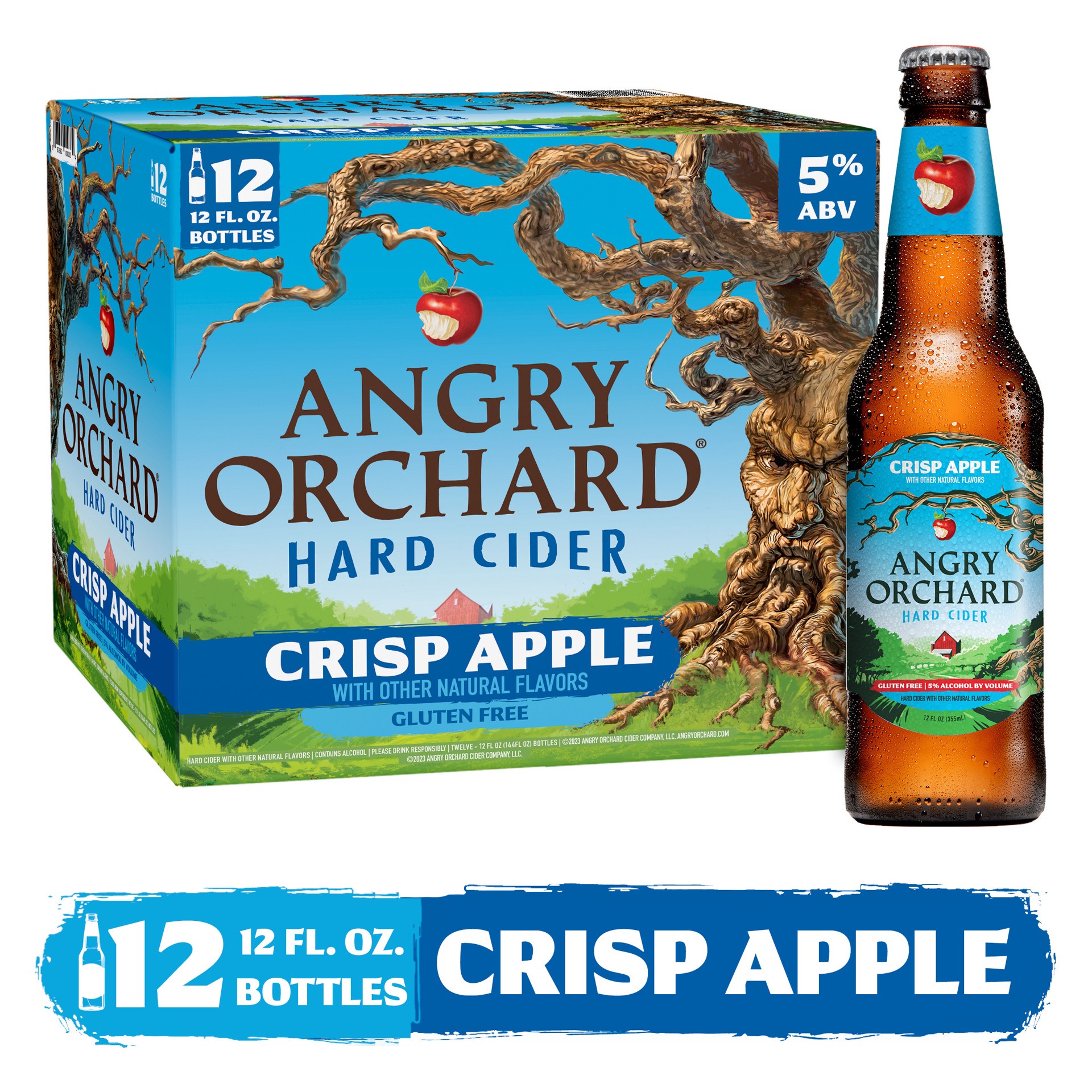 slide 1 of 10, Angry Orchard Crisp Apple Hard Cider, Spiked (12 fl. oz. Bottle, 12pk.), 12 ct; 12 fl oz