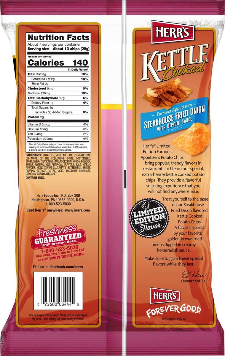 slide 4 of 13, Herr's Potato Chips, 7 oz