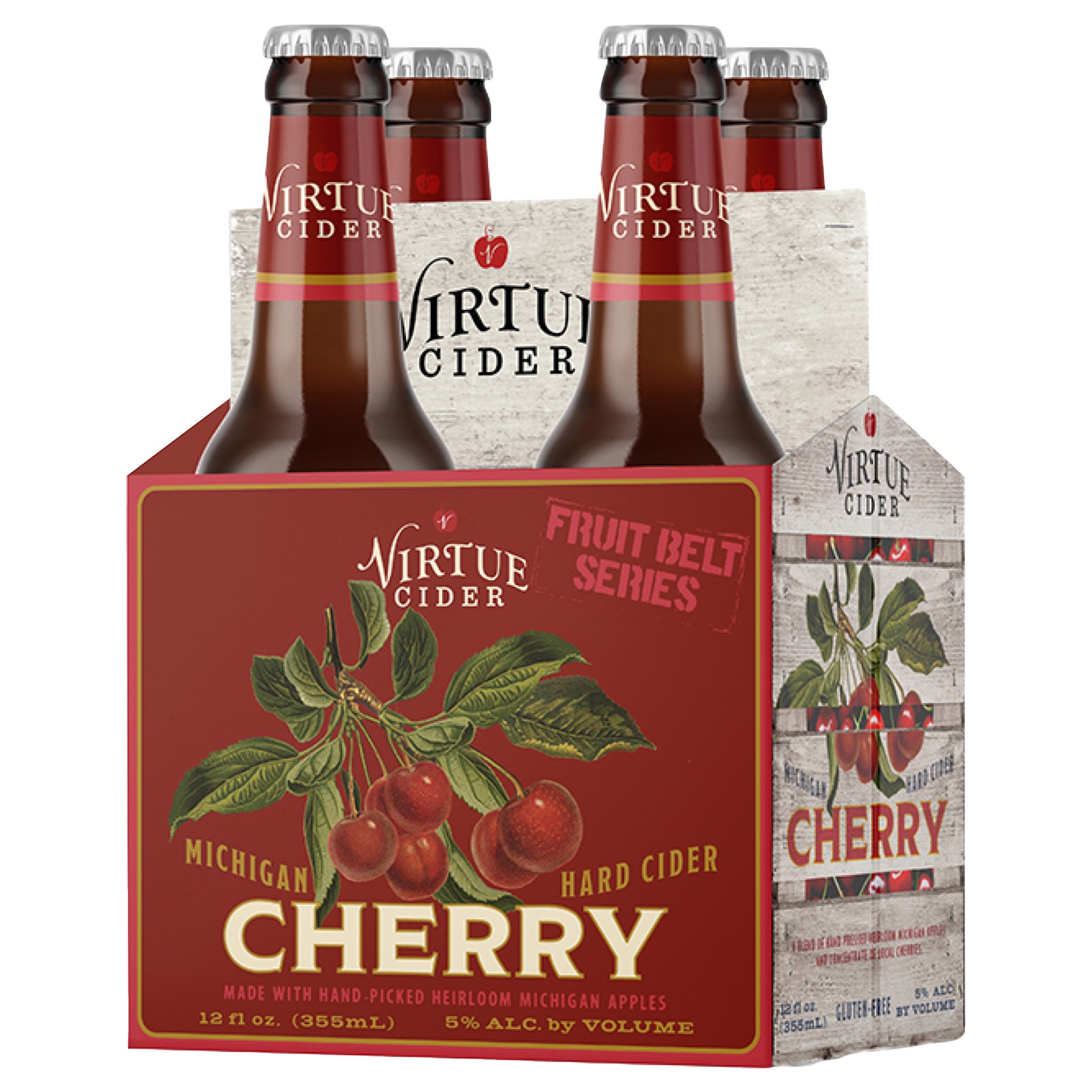 slide 2 of 2, Virtue Cider Cherry Fruit Belt, 4 pack, 12 fl.oz., 1 ct