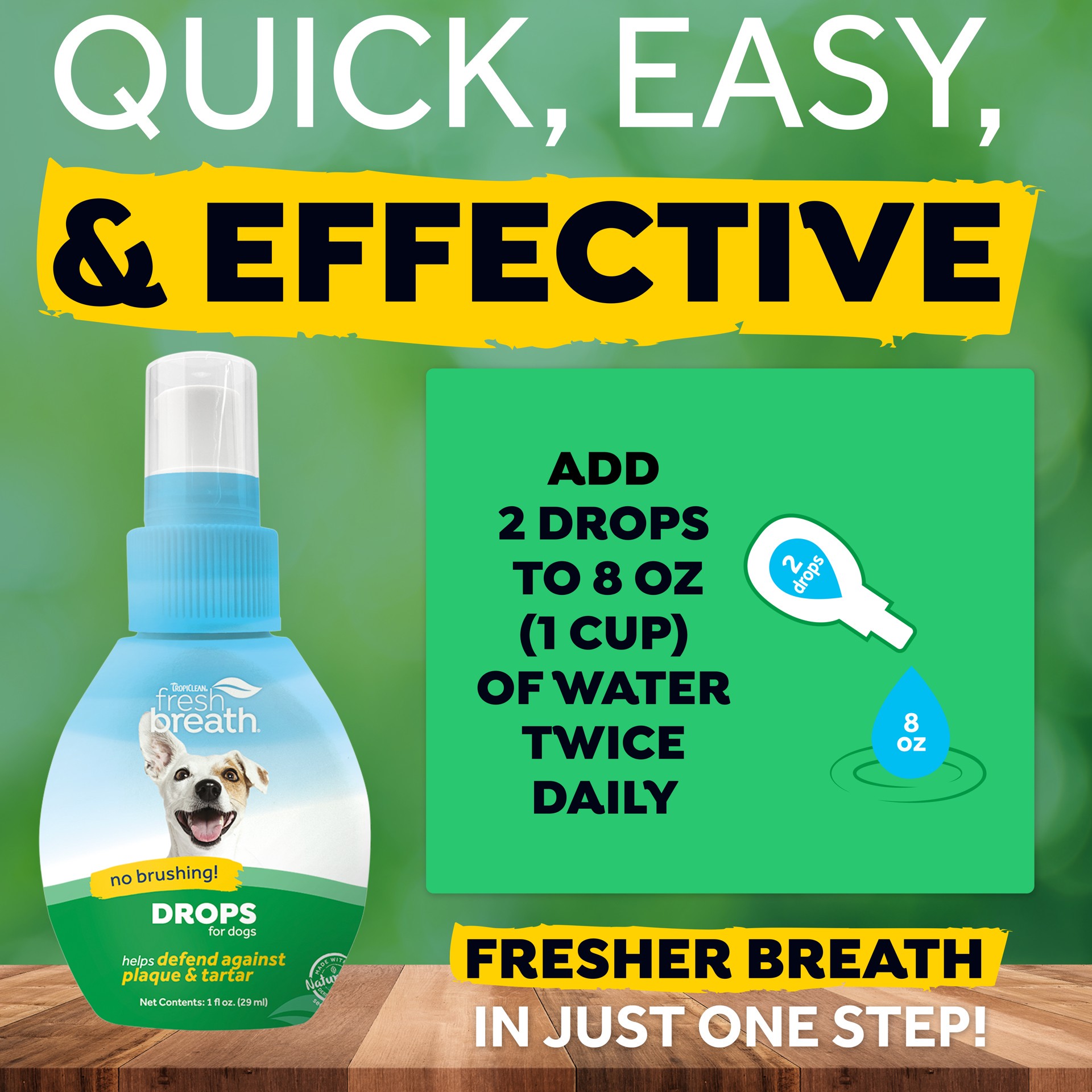slide 6 of 10, TropiClean Fresh Breath Dog Dental Water Additive Concentrate, 2.2 oz, 1 ct