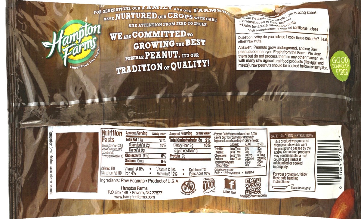 slide 6 of 8, Hampton Farms Jumbo Raw Peanuts, 24 oz