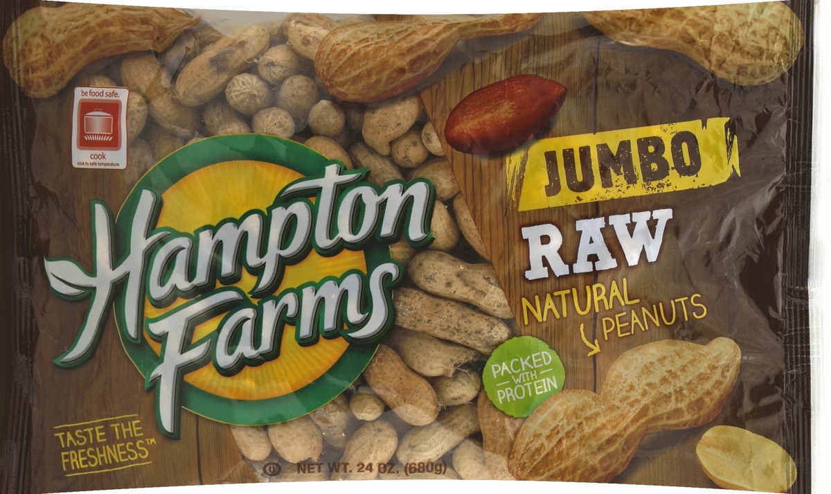 slide 1 of 8, Hampton Farms Jumbo Raw Peanuts, 24 oz