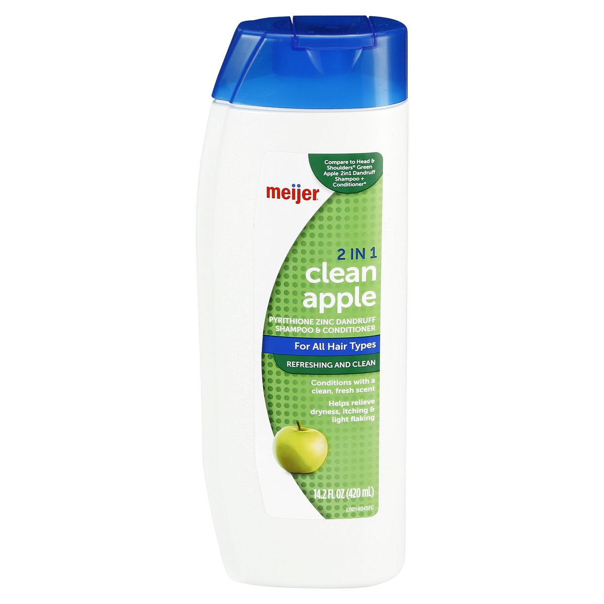 slide 1 of 2, Meijer 2-in-1 Dandruff Shampoo, Normal or Dry Hair, Clean Apple, 14.2 oz