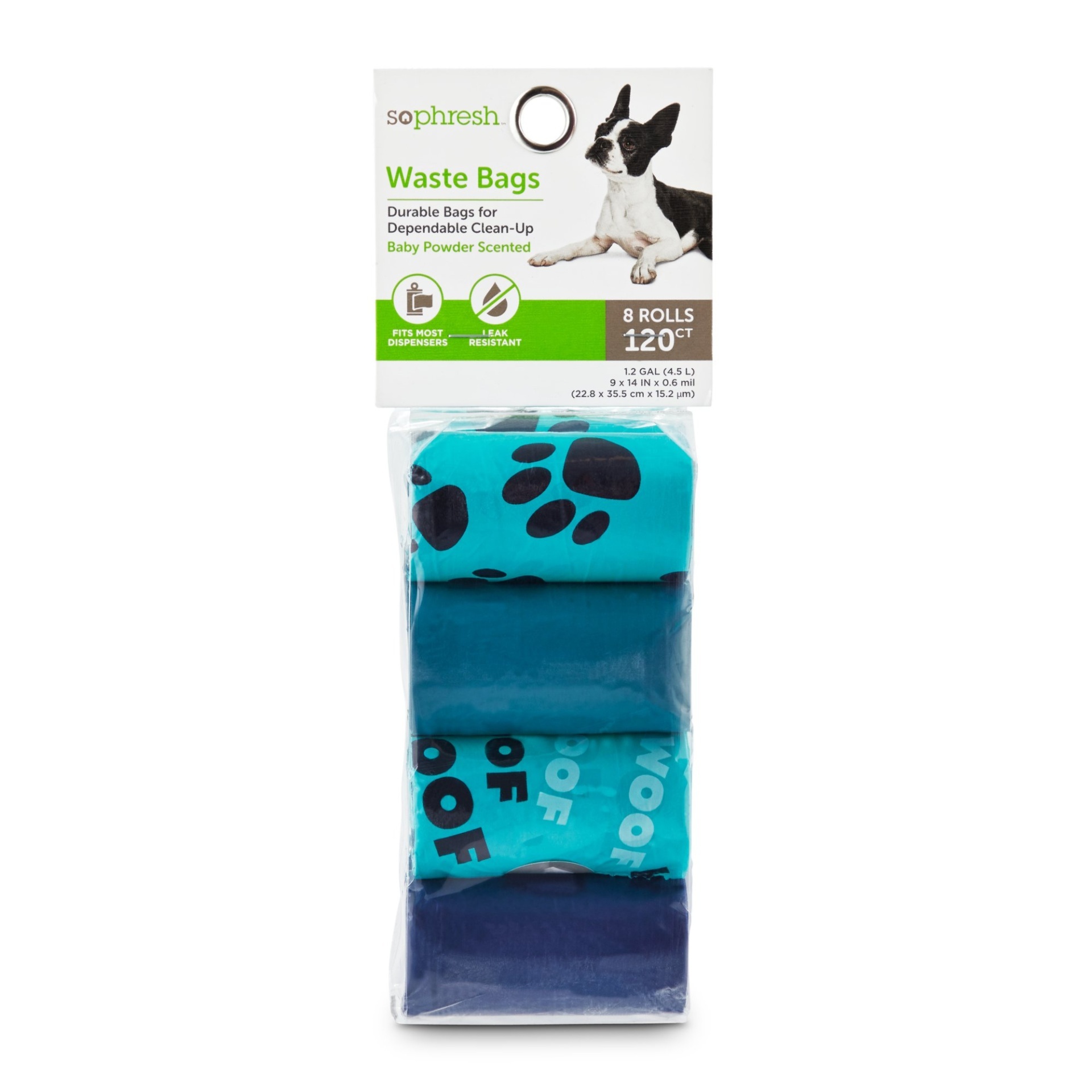 slide 1 of 1, So Phresh Blue and Navy Paws-Print Dog Waste Bags, 1 ct