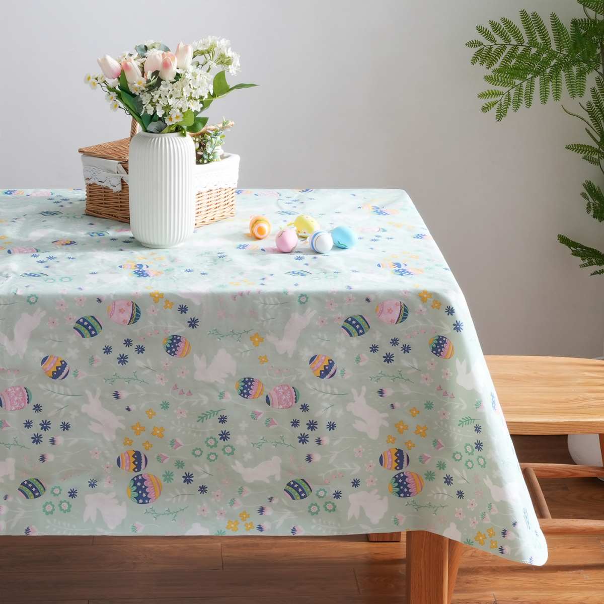 slide 1 of 13, Meijer Corporate Seasonal Easter Bunnies Peva Tablecloth, 60 in x 84 in, 60 inx84 in