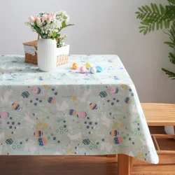 Meijer Corporate Seasonal Easter Bunnies Peva Tablecloth, 60 in x 84 in