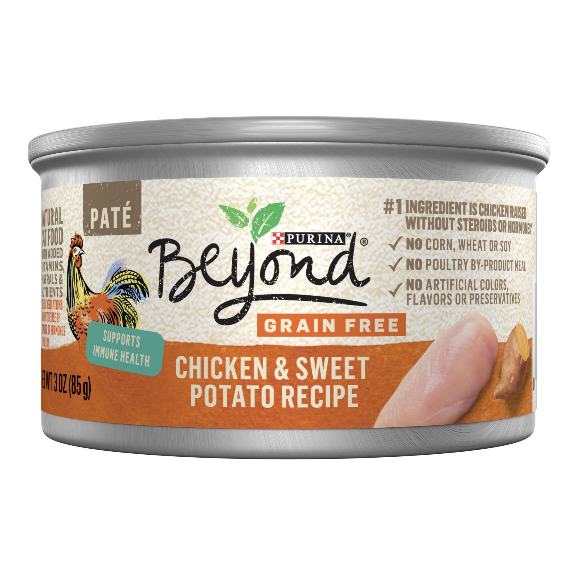 slide 1 of 7, Beyond Purina Beyond Grain Free, Natural Pate Wet Cat Food, Grain Free Chicken & Sweet Potato Recipe - 3 oz. Can, 