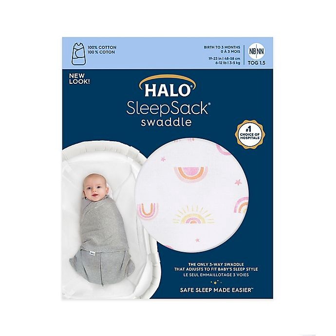 slide 2 of 2, HALO Newborn Sunshine Rainbow 2-in-1 SleepSack Swaddle - Pink, 1 ct