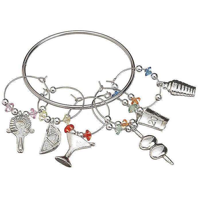 Prodyne Metalla Solid Pewter Silver Martini Bar Stemware Charms with