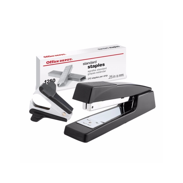 slide 1 of 1, Office Depot Brand Premium Full-Strip Stapler Combo With Staples And Remover, Black, 1 ct