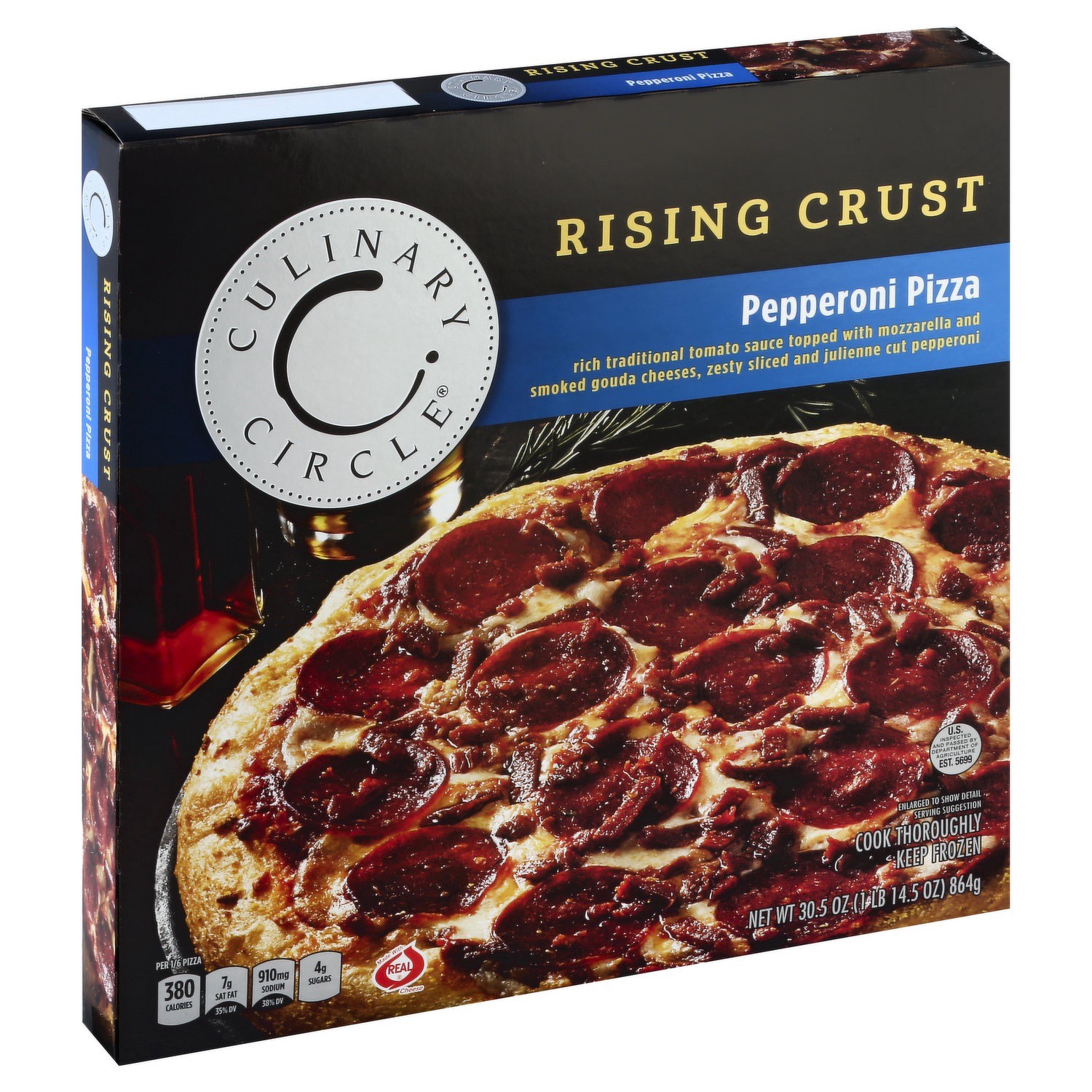 slide 1 of 1, Culinary Circle Pizza, Rising Crust, Pepperoni, 30.5 Ounce, 30.5 oz