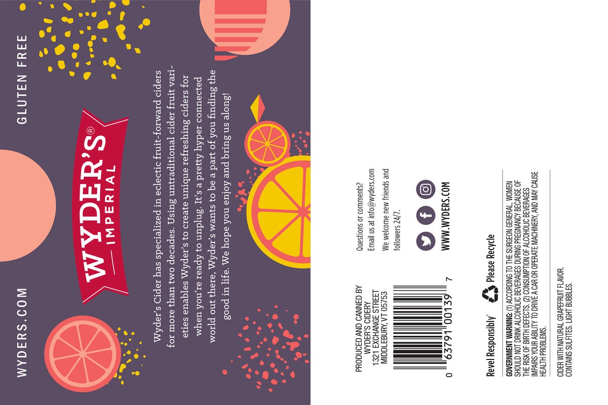 slide 4 of 7, Wyder's Cider-Imperial Grapefruit 6 Pack, 12oz Can, 6 ct; 12 oz