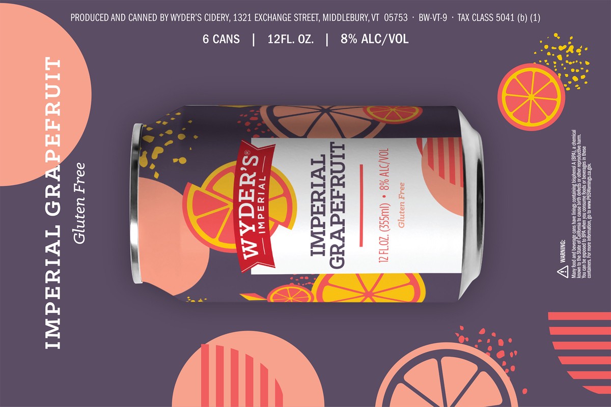 slide 6 of 7, Wyder's Cider-Imperial Grapefruit 6 Pack, 12oz Can, 6 ct; 12 oz