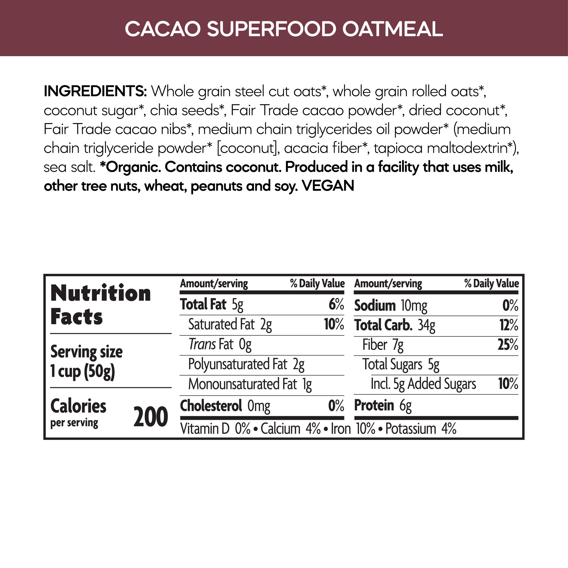 slide 4 of 5, Nature's Path Organic Cacao Oats 1.76oz Cup, 1.76 oz