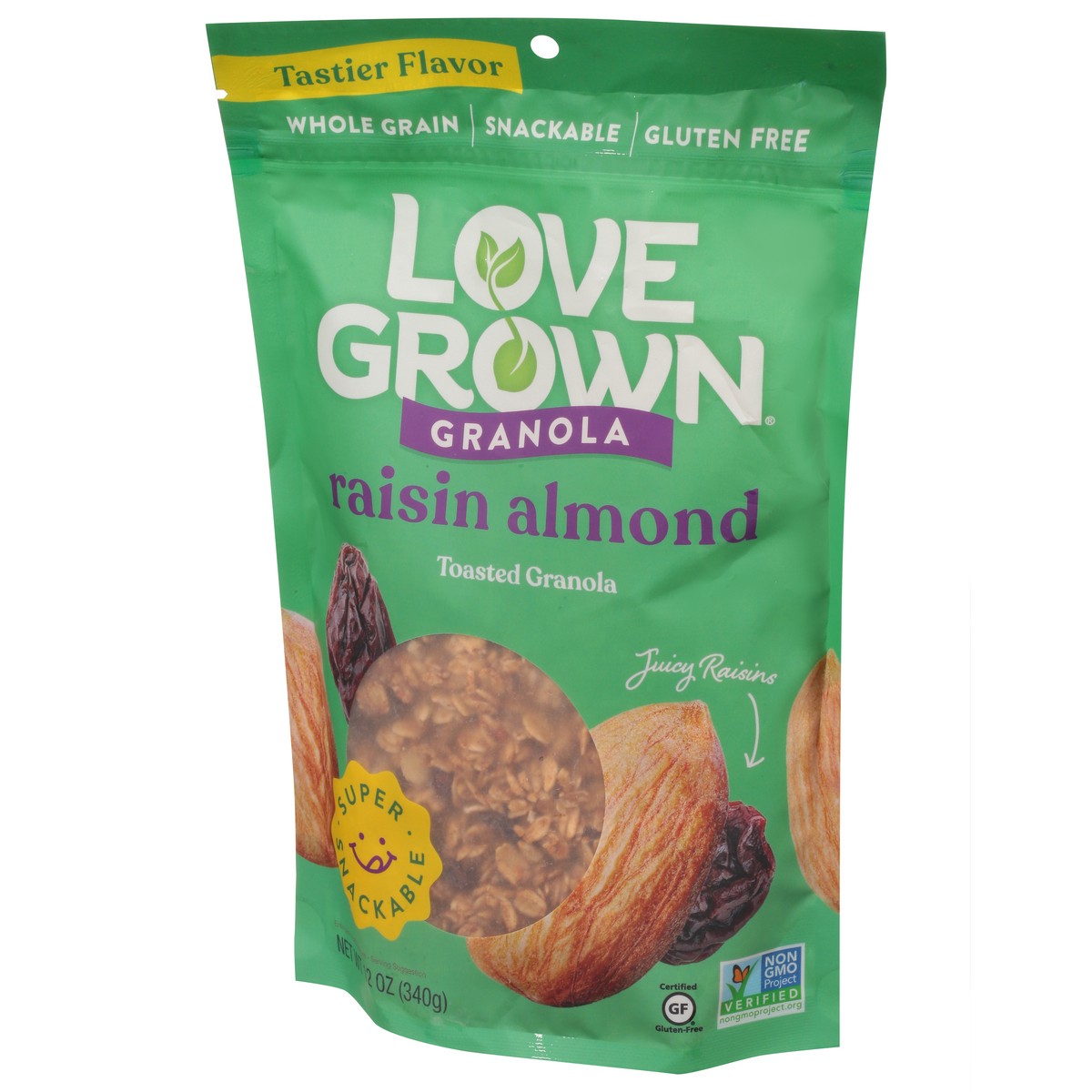 slide 3 of 9, Love Grown Raisin Almond Granola 12 oz, 12 oz