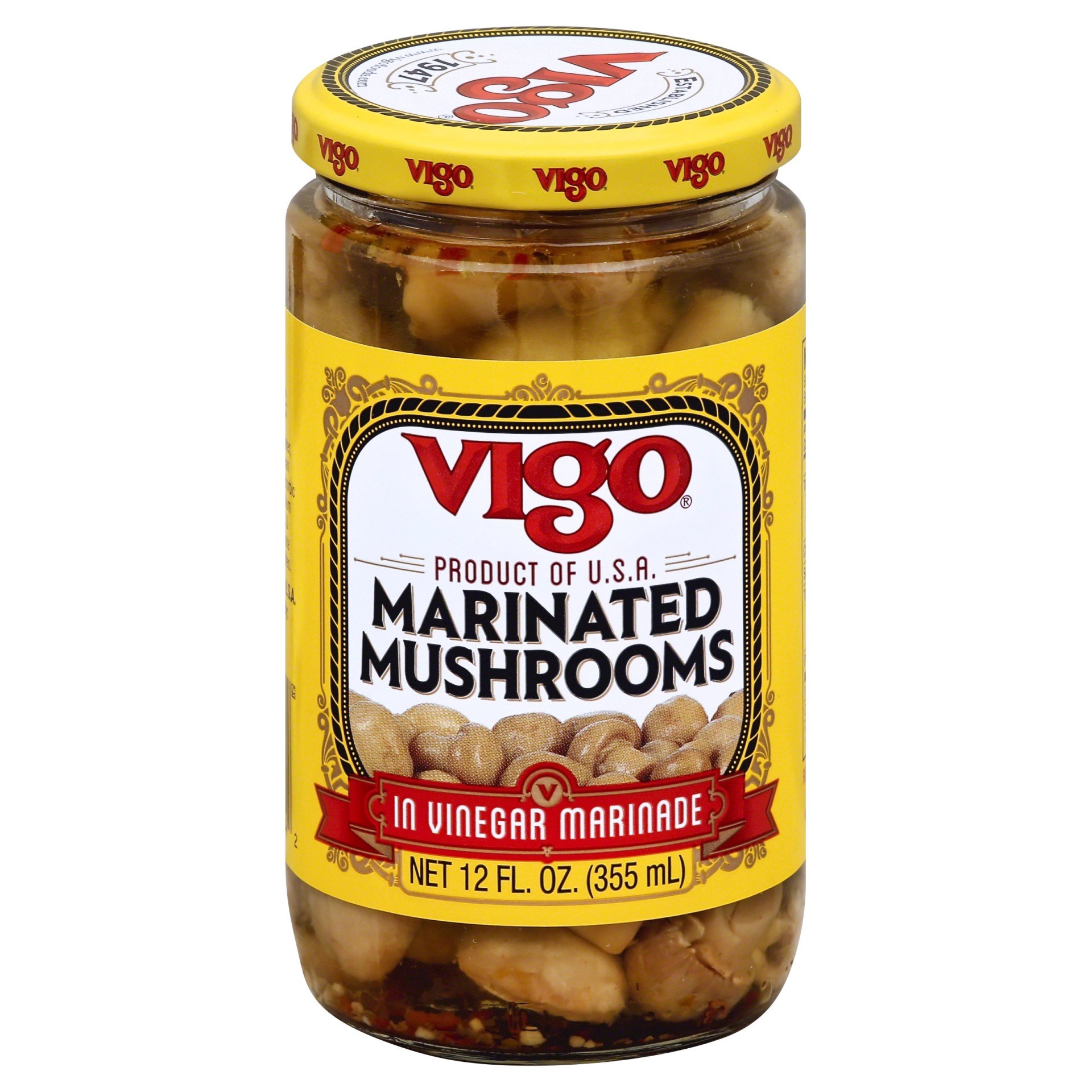 slide 1 of 2, Vigo Marinated Mushrooms, 7 oz