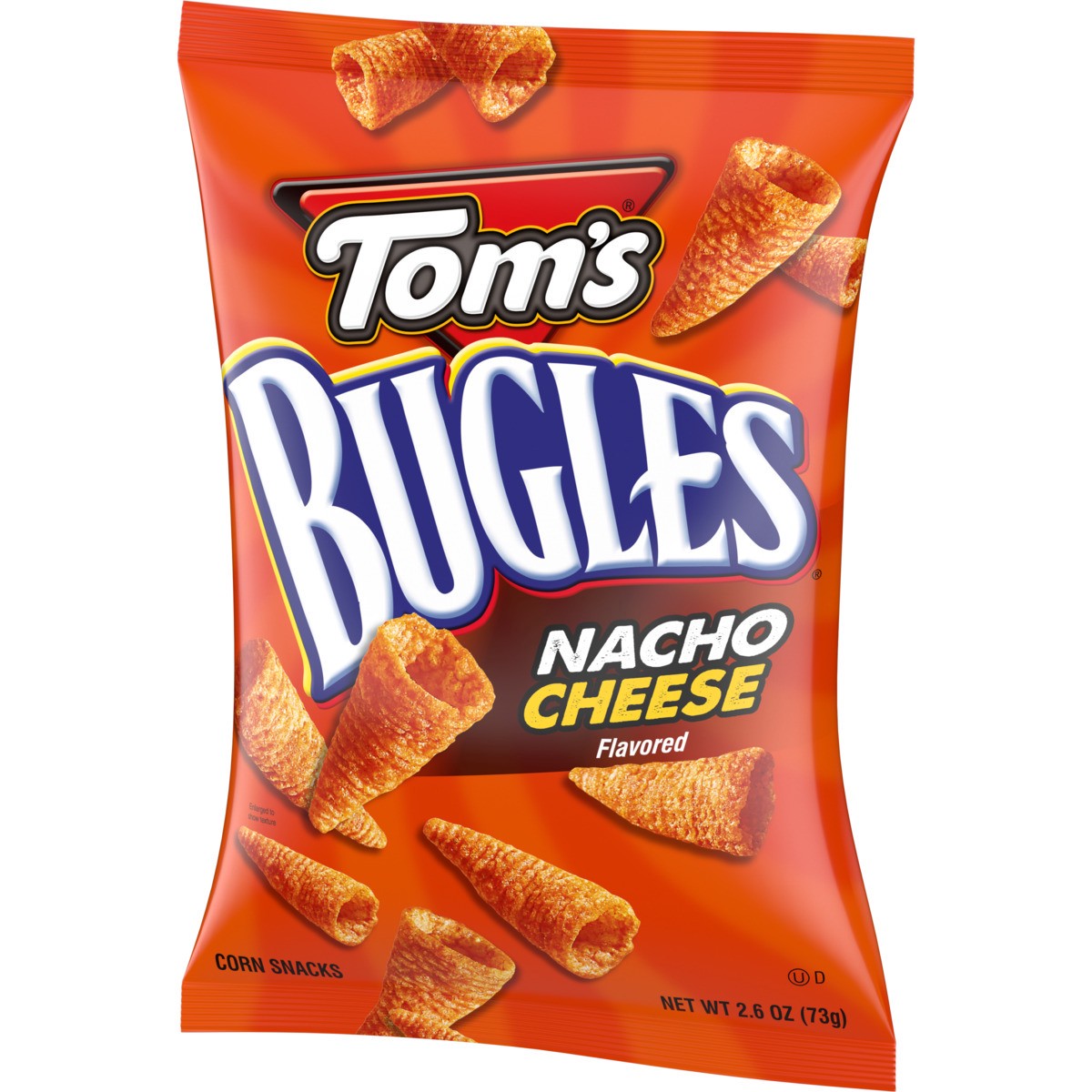 slide 7 of 11, Tom's Bugles, Nacho Cheese, 2.6 Oz Bag, 2.6 oz