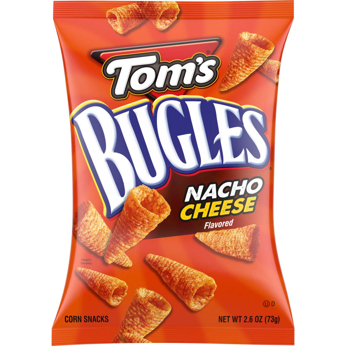 slide 3 of 11, Tom's Bugles, Nacho Cheese, 2.6 Oz Bag, 2.6 oz