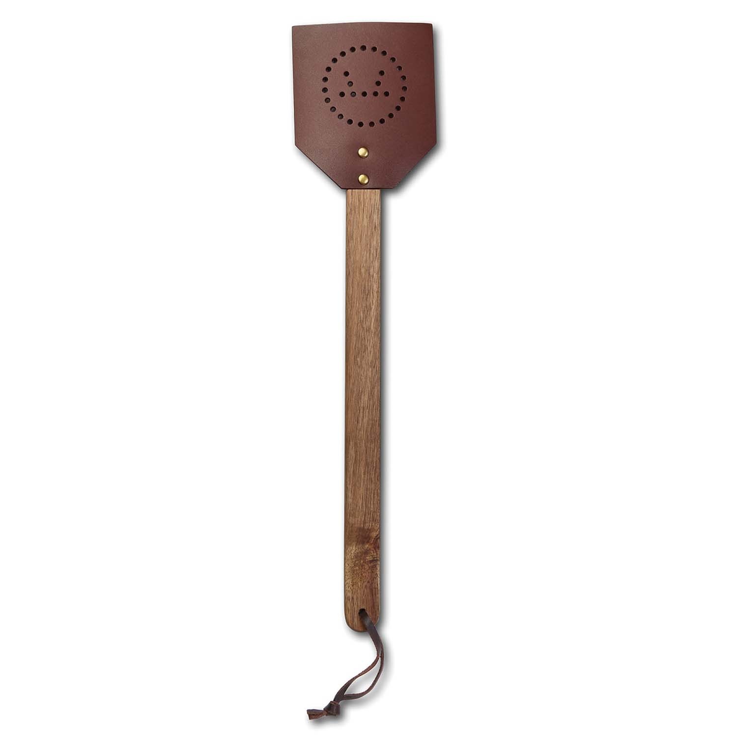 slide 1 of 1, Fox Run Outset Acacia and Leather Amish-Style Fly Swatter, 1 ct