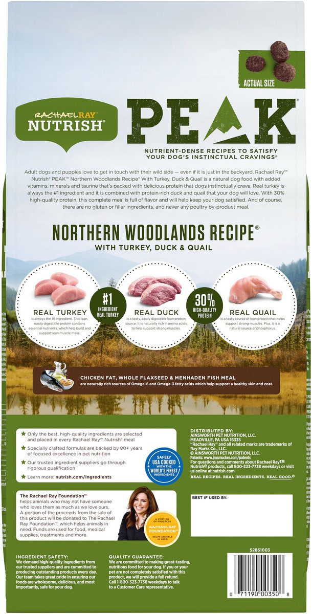 slide 4 of 8, Rachael Ray Nutrish Peak Northern Woodlands Recipe With Turkey, Duck & Quail, Dry Dog Food, 4 lb Bag (Packaging May Vary), 4 lb