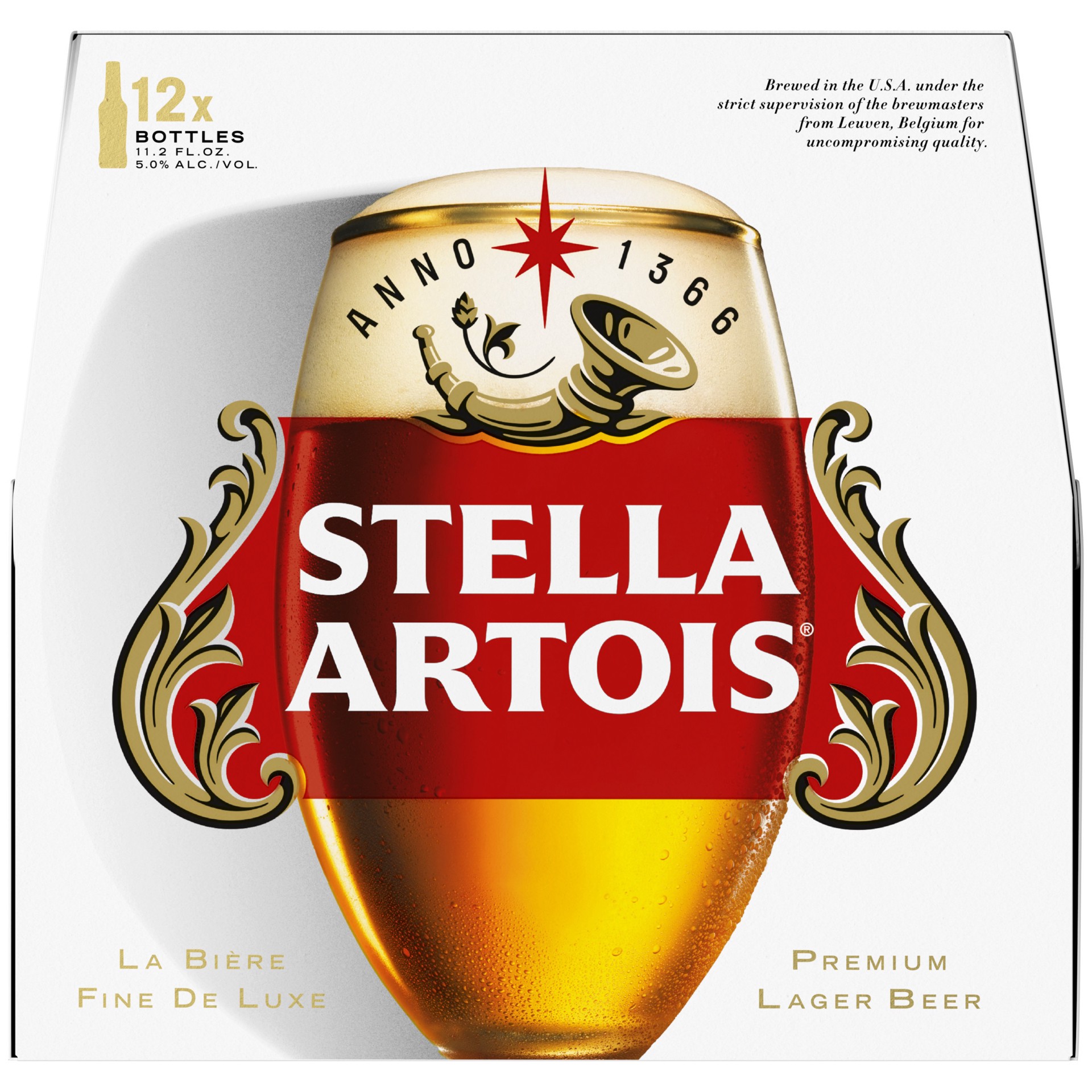 slide 1 of 6, Stella Artois Lager, 12 Pack Beer - 11.2 FL OZ Bottles, 134.40 fl. oz