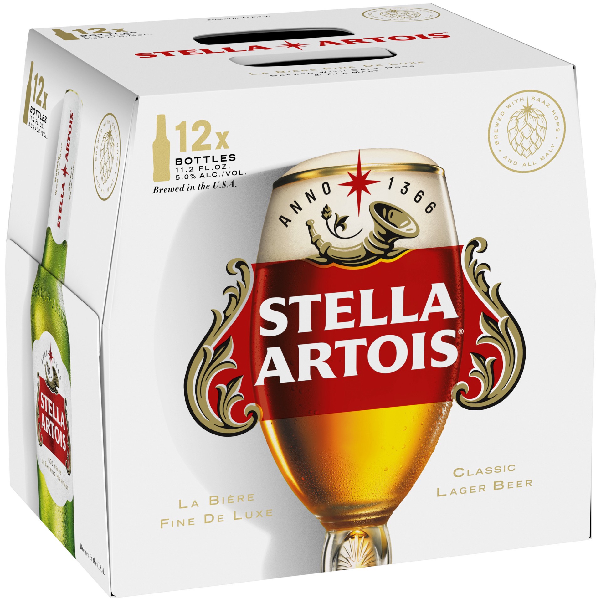 slide 1 of 6, Stella Artois Premium Lager Beer 12 - 11.2 fl oz Bottles, 12 ct