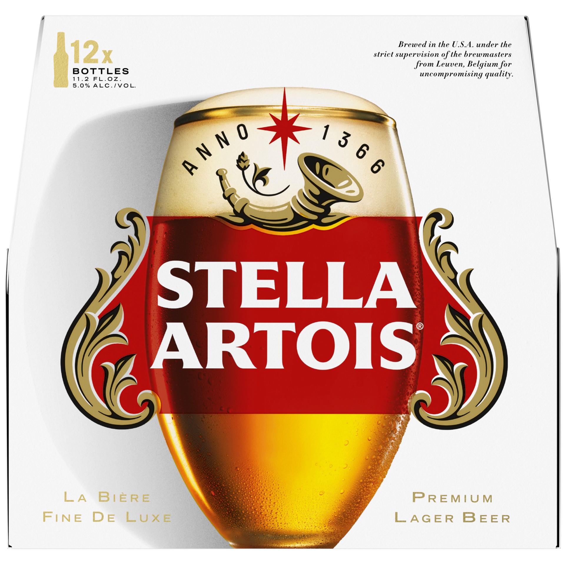 slide 1 of 6, Stella Artois Lager, 12 Pack Beer - 11.2 FL OZ Bottles, 134.40 fl. oz