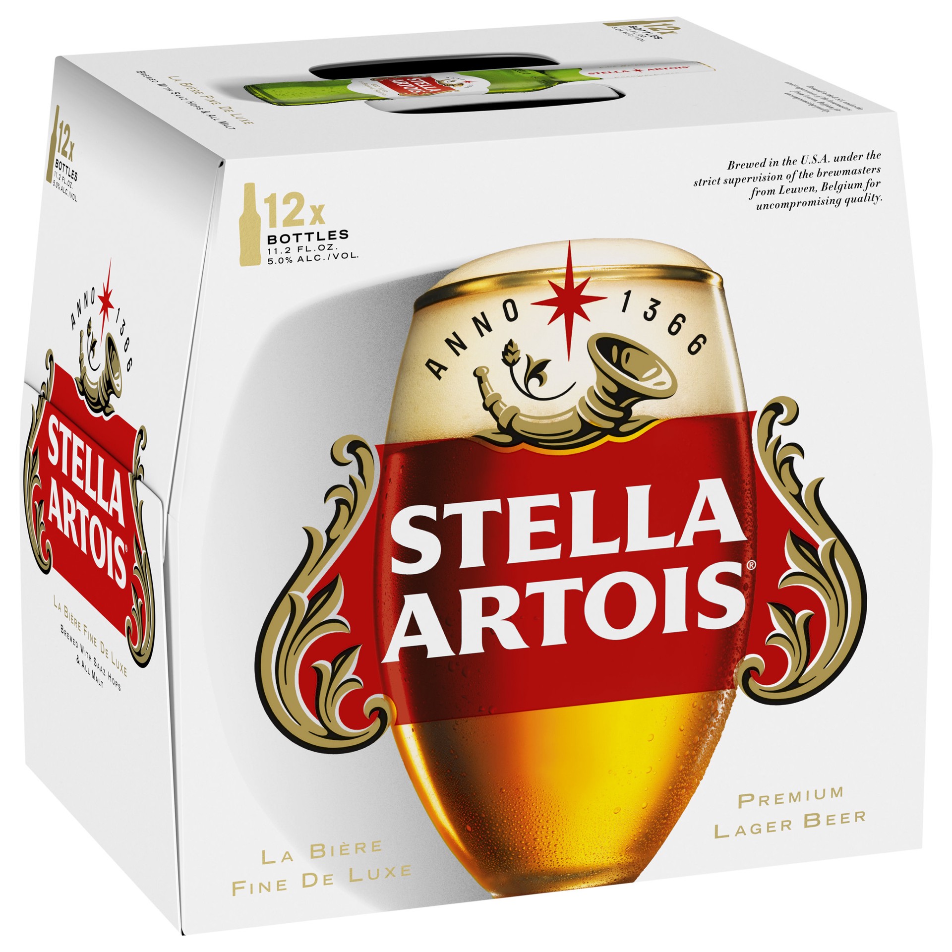 slide 1 of 6, Stella Artois Lager, 12 Pack Beer - 11.2 FL OZ Bottles, 134.40 fl. oz