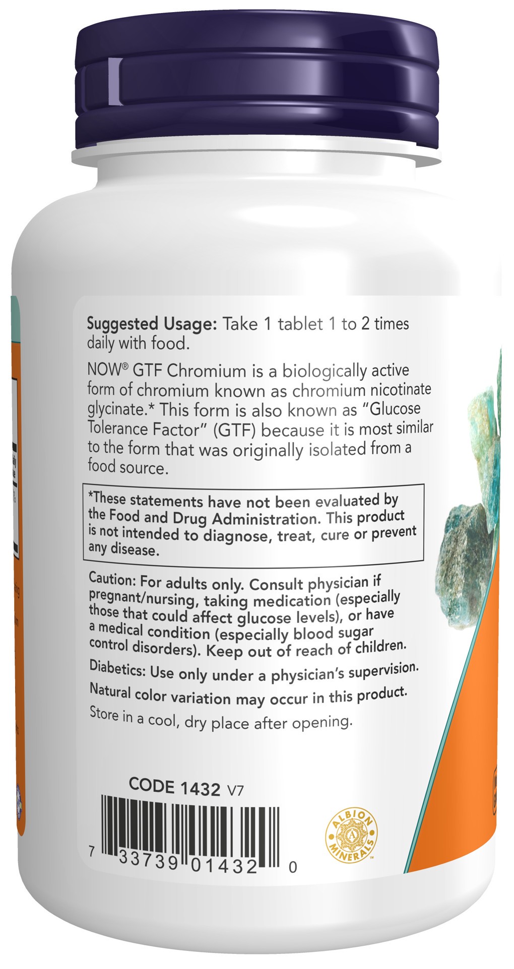 slide 3 of 4, NOW Supplements GTF Chromium 200 mcg Yeast Free - 250 Tablets, 250 ct