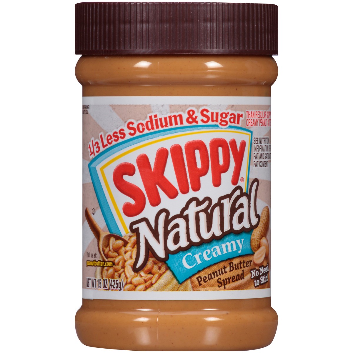 slide 4 of 12, Skippy Natural Creamy Peanut Butter Spread 15 oz. Jar, 15 oz