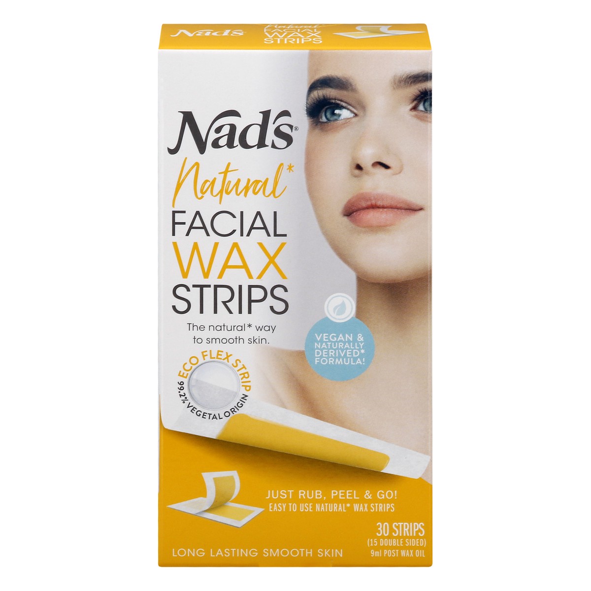 slide 1 of 1, Nad's Natural Facial Wax Strips, 30 ct