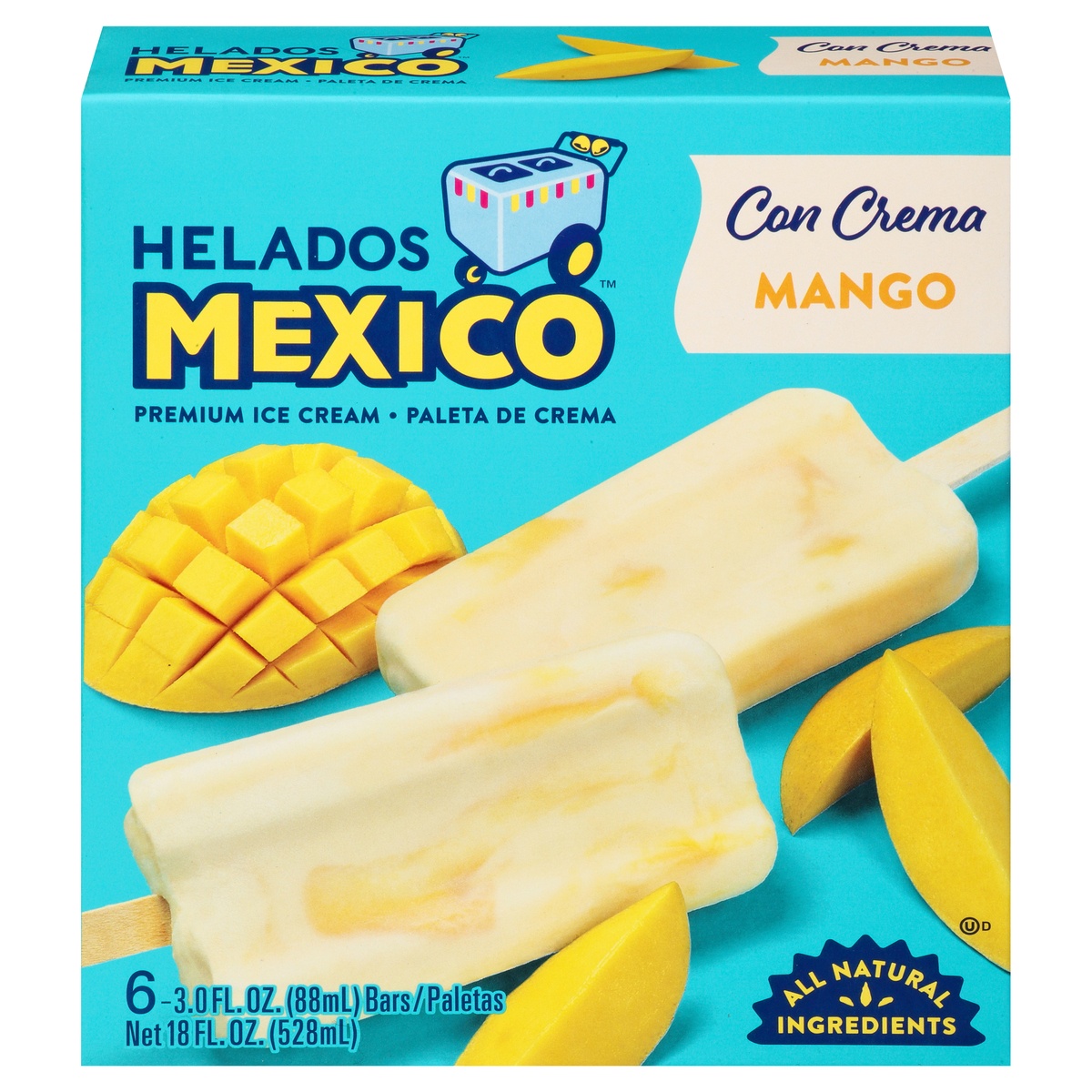 slide 1 of 1, Helados Mexico Mango Ice Cream Bars, 6 ct; 3 fl oz