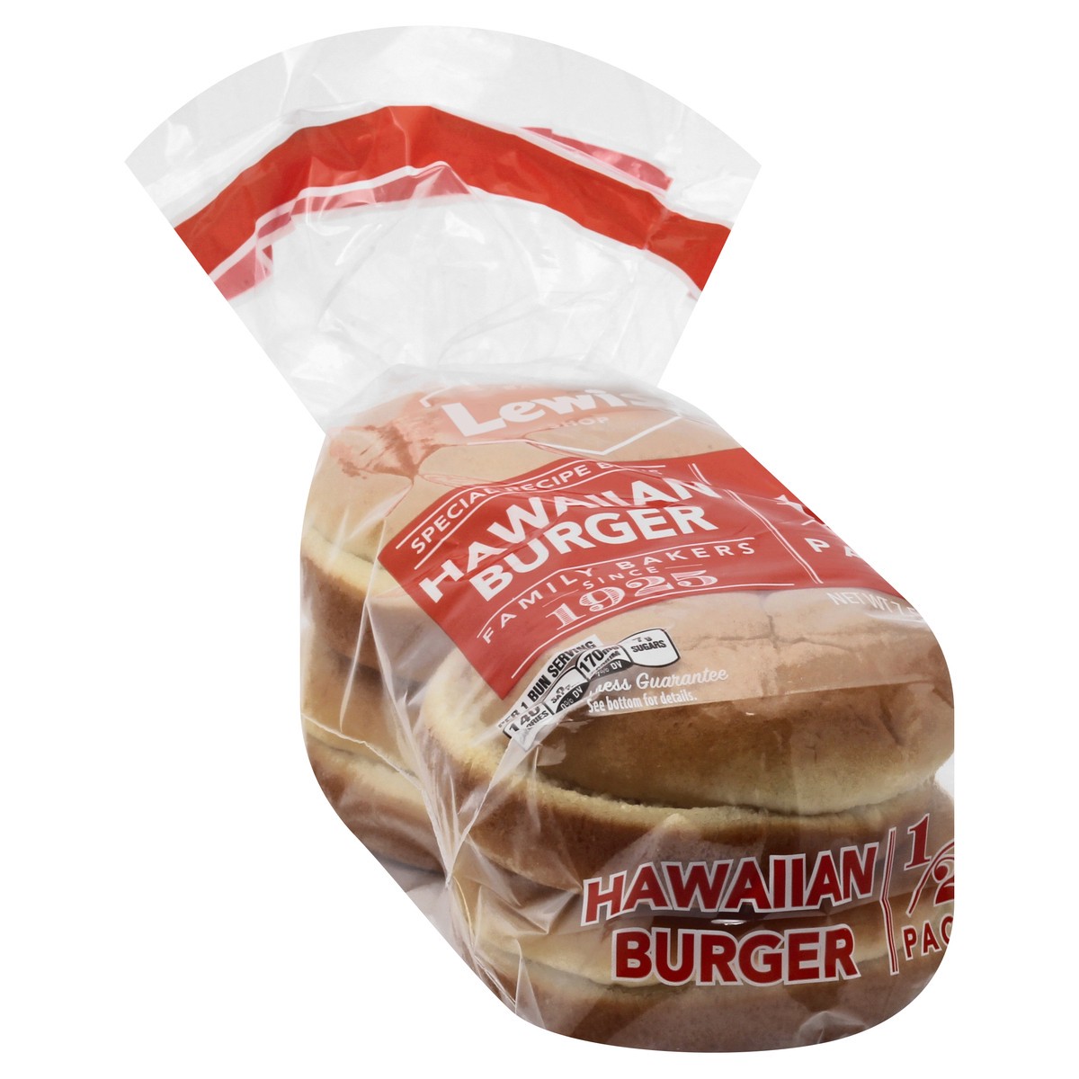 slide 9 of 9, Lewis Bakeries Hawaiian Half Pack Burger Buns, 7.5 oz, 4 Count, 7.5 oz