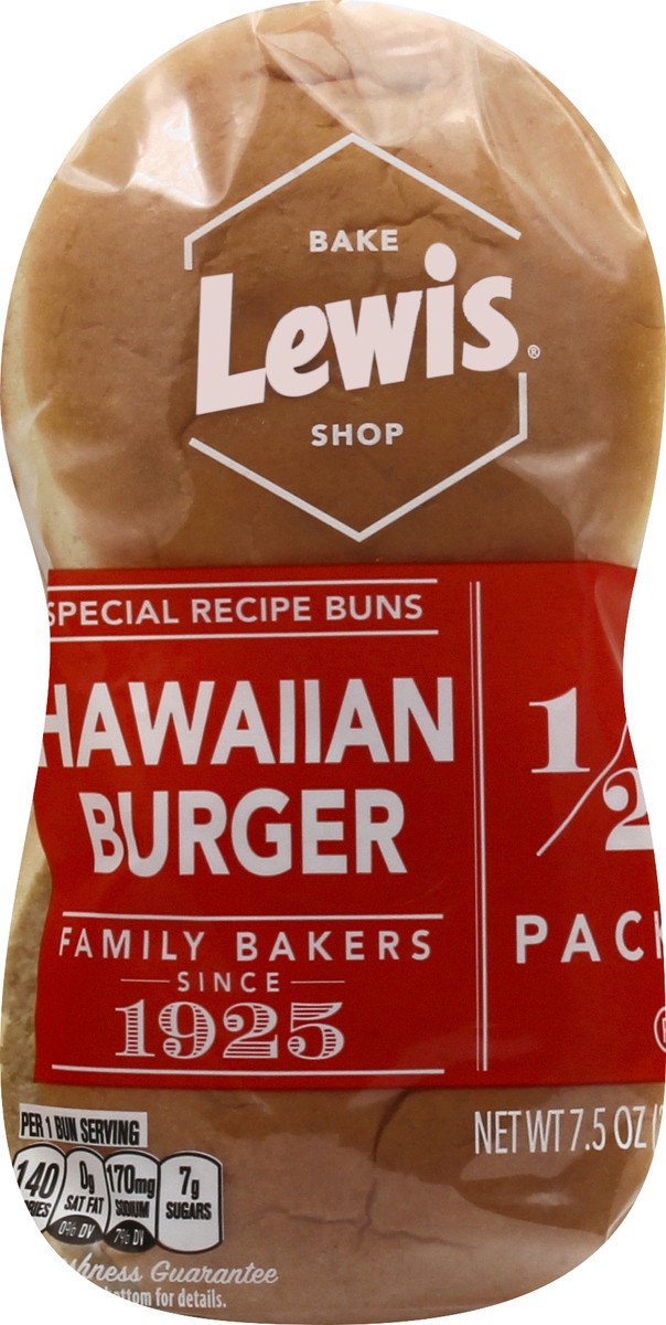 slide 2 of 9, Lewis Bakeries Hawaiian Half Pack Burger Buns, 7.5 oz, 4 Count, 7.5 oz